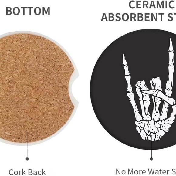 Absorbent Car Coasters 2 Pack for Cup Holders, 2.56" Ceramic Stone & Non-Scratch - Picture 3 of 6